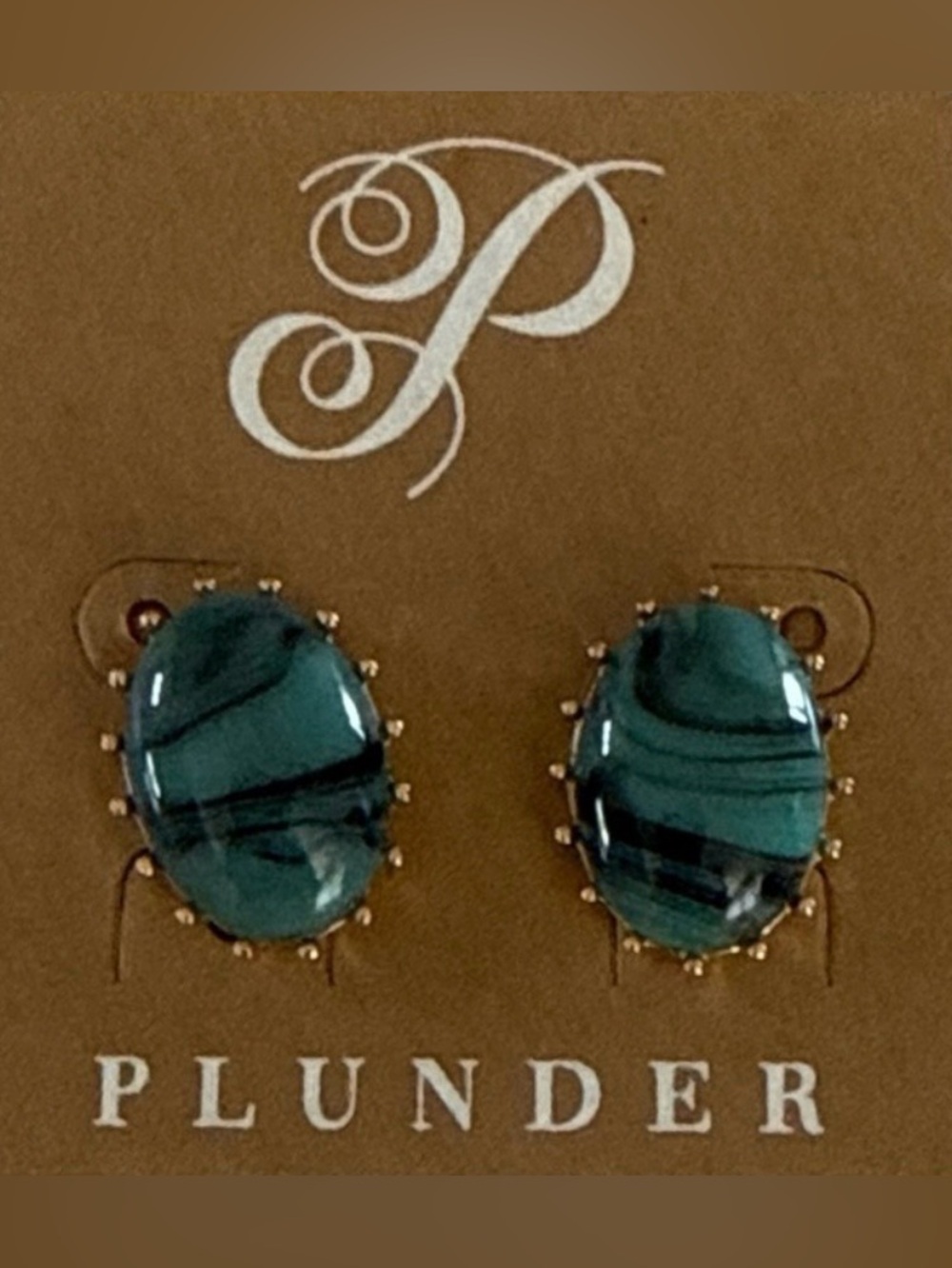 ✨ NEW ✨ Plunder Teal Marbled Oval Stud Earrings ✨